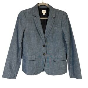 J.Crew Women's Chambray‎ Blazer 2-Button Lightweight Jacket Size 4